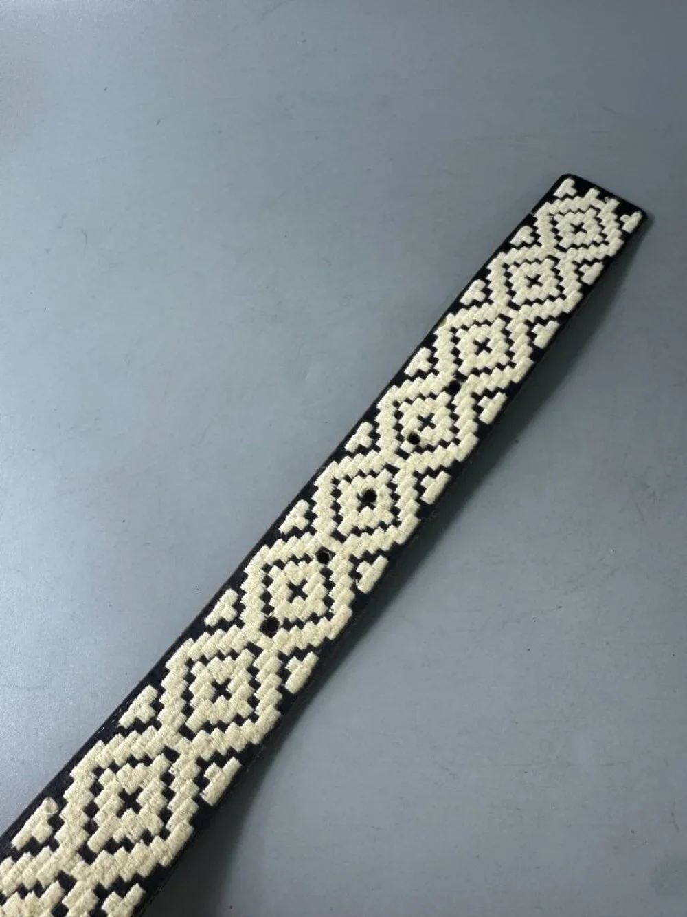LUCKY BRAND Black Leather Embroidered Tribal Boho Women's Belt, Size M